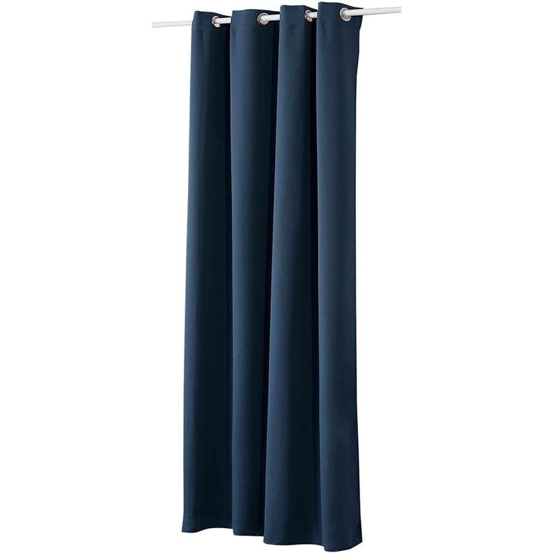 foto del prodotto tenda oscurante per finestre con occhielli per camera da letto. 1 pannello blu scuro ,tenda senza cinghie woltu