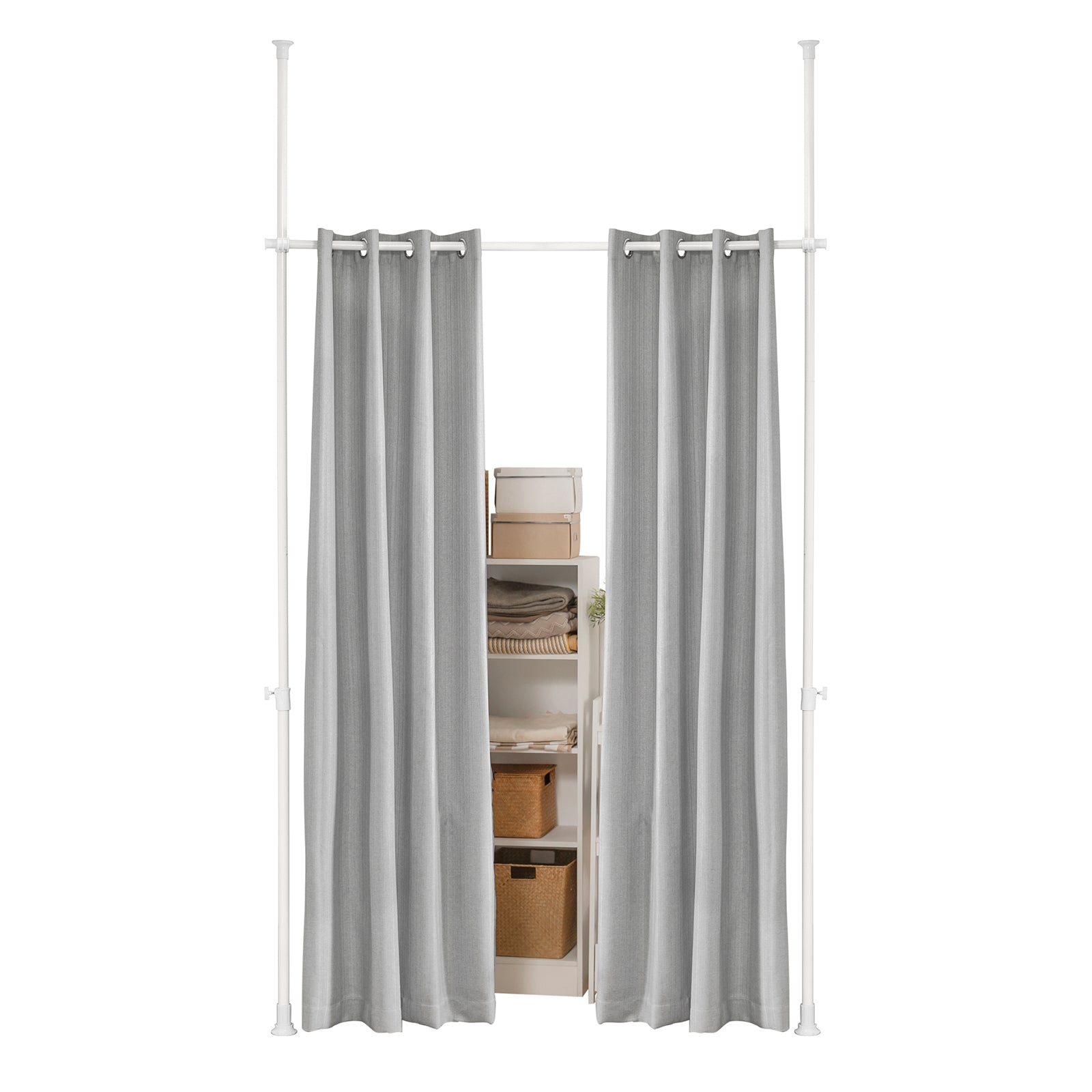 foto del prodotto tenda oscurante regolabile, tende oscuranti per interni, tende termiche isolanti, 2 pannelli, grigio chiaro,l 162 270 x a 199 285 cm, kls12 hg