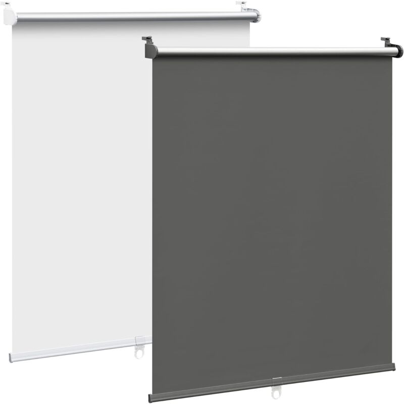 foto del prodotto tenda oscurante senza foratura, tenda a rullo coprente termoisolante per finestra o porta, protezione privacy carbone nero cordless 80x150 cm woltu
