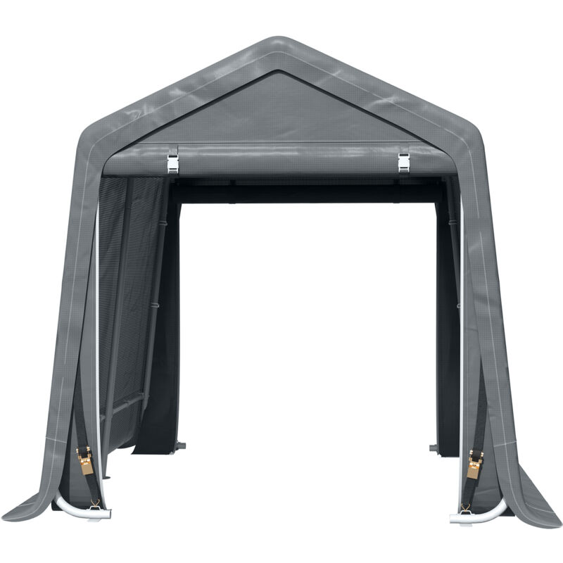 foto del prodotto tenda per auto 2.4x2 m in metallo e tessuto pe grigio scuro outsunny