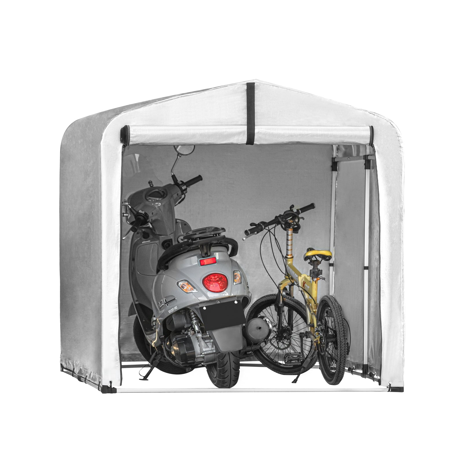 foto del prodotto tenda per bicicletta impermeabile protezione uv tenda da garage per biciclette tenda multiuso da giardino in colore argento 159x219x165 cm, kls11 l