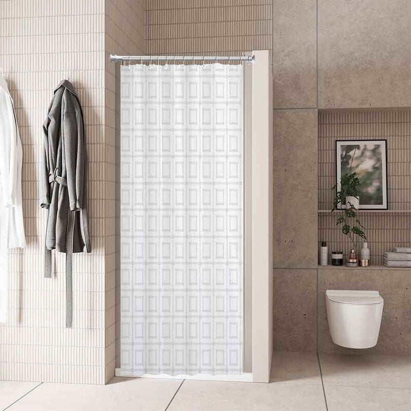 foto del prodotto tenda per doccia vasca da bagno impermeabile pvc 12 ganci tenda decorativa a quadri 200x240 cm