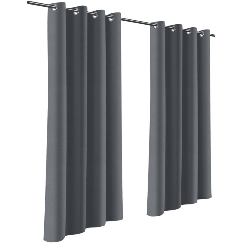 foto del prodotto tenda per esterni tenda oscurante con occhielli opaca per il giardino e il balcone 132 x 274cm grigio scuro 2 pannelli swanew