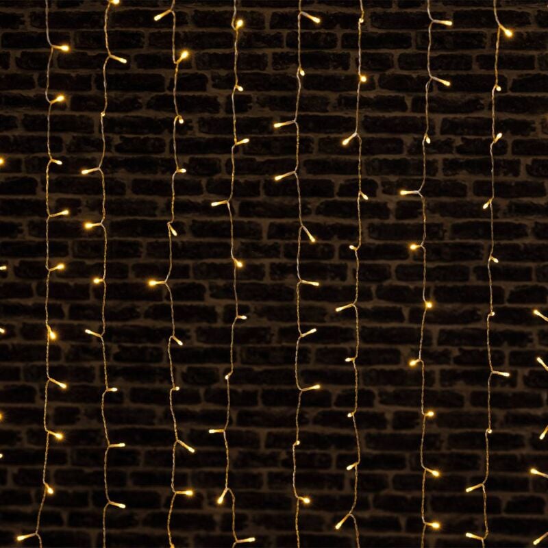 foto del prodotto tenda per facciate esterne 200 led bianco caldo 10 gocce 8 funzioni - feeric lights &amp; christmas