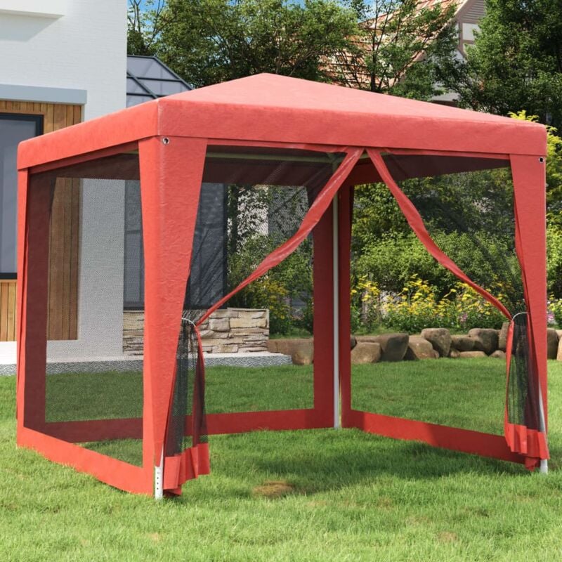 foto del prodotto tenda per feste 4 pareti laterali in rete rossa 2,5x2,5m hdpe vidaxl