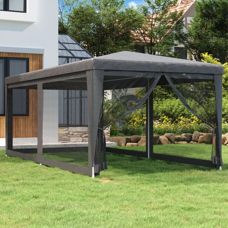 foto del prodotto tenda per feste 6 pareti laterali in rete antracite 3x6 m hdpe vidaxl