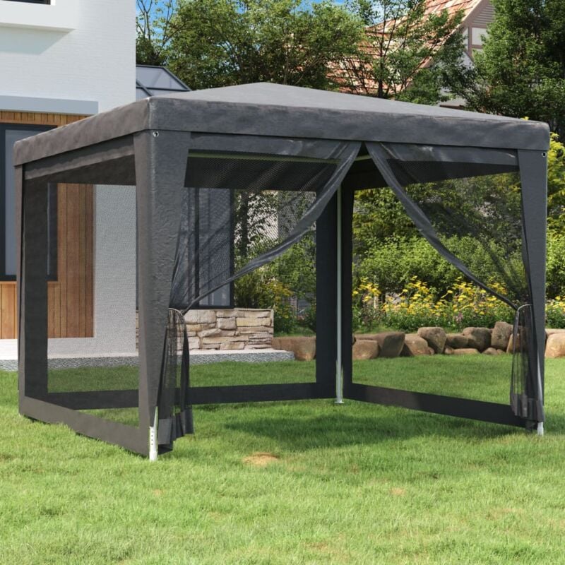 foto del prodotto tenda per feste con 4 pareti in rete antracite 3x3 m in hdpe