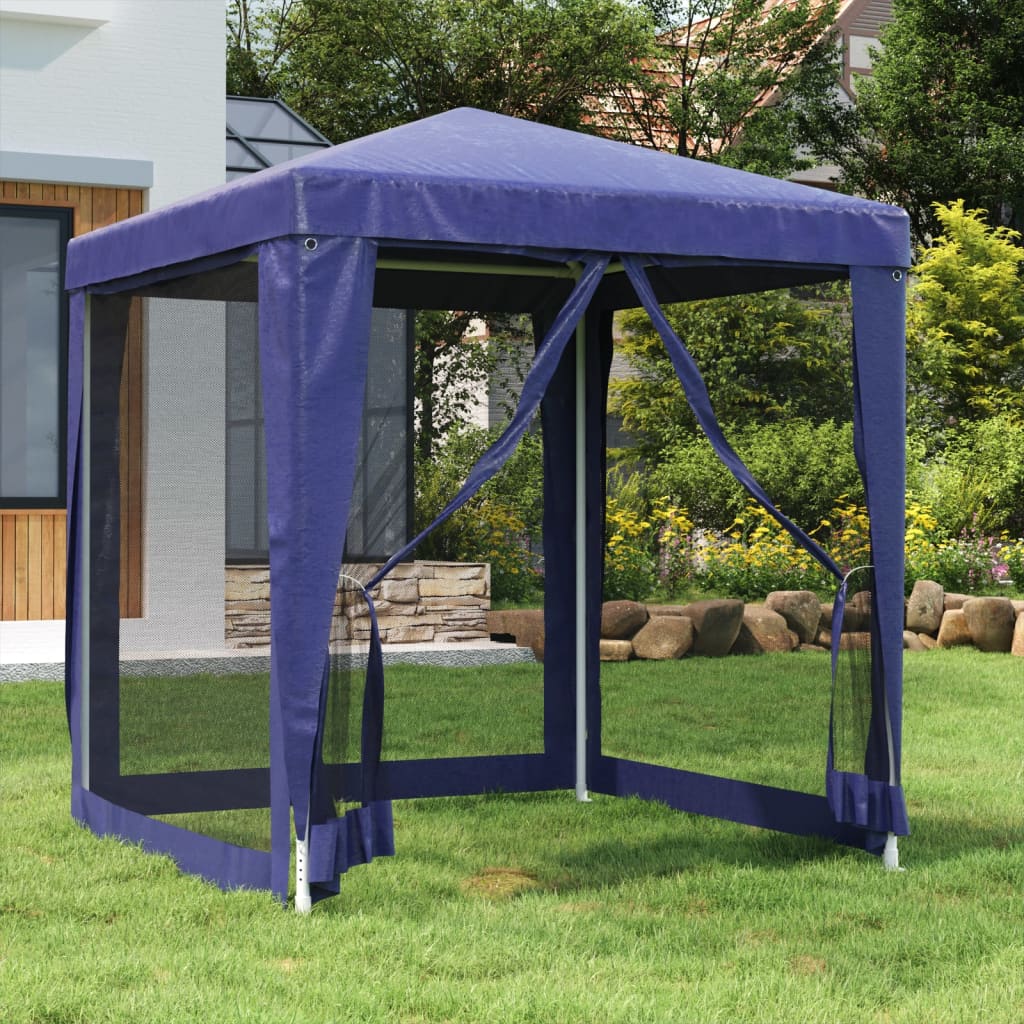 foto del prodotto tenda per feste con 4 pareti laterali in rete blu 2x2 m hdpe