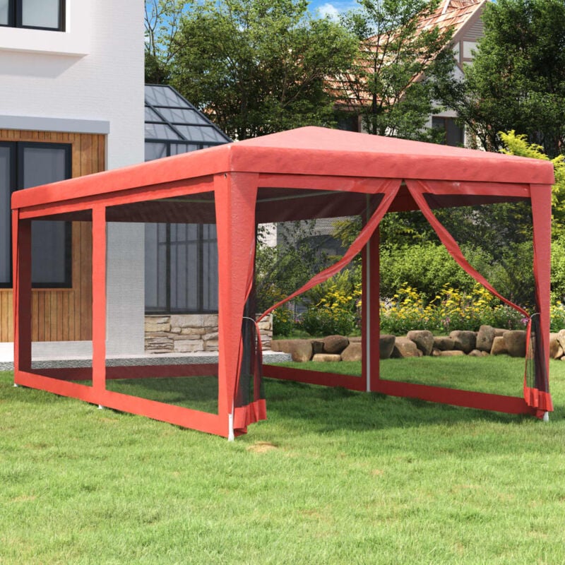 foto del prodotto tenda per feste con 6 pareti laterali in rete rossa 3x6 m hdpe vidaxl