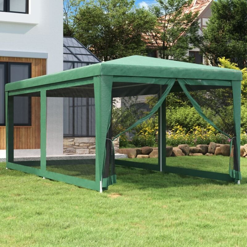 foto del prodotto tenda per feste con 6 pareti laterali in rete verde 3x6 m hdpe vidaxl