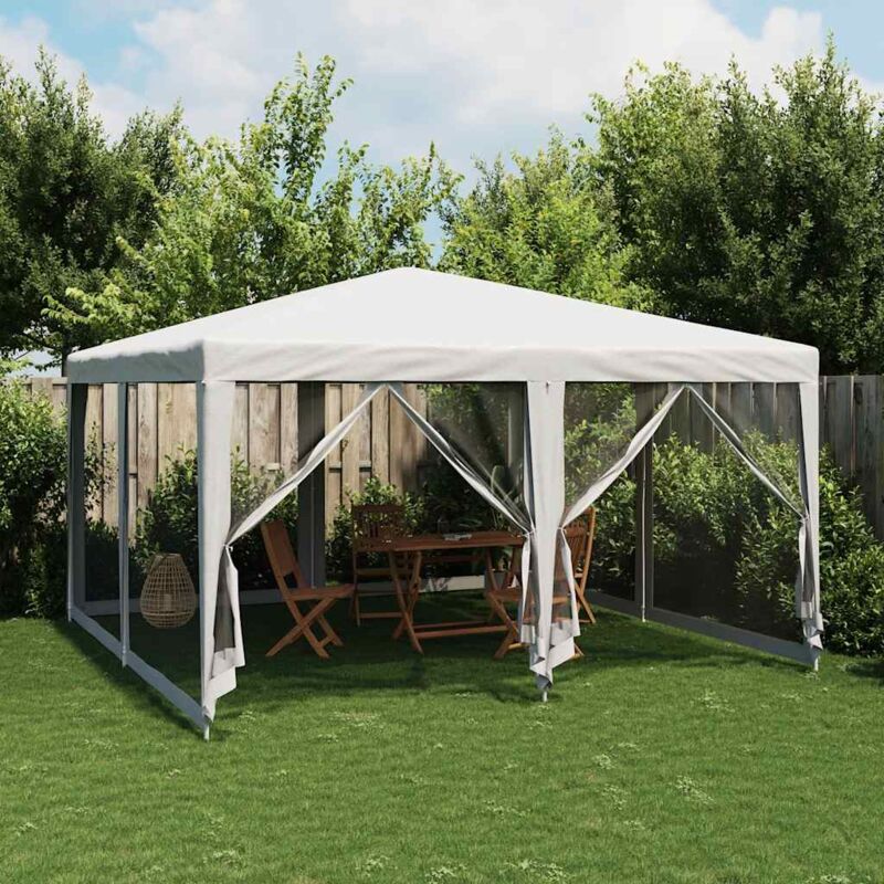 foto del prodotto tenda per feste con 8 pareti laterali in rete bianco 4x4 m hdpe vidaxl