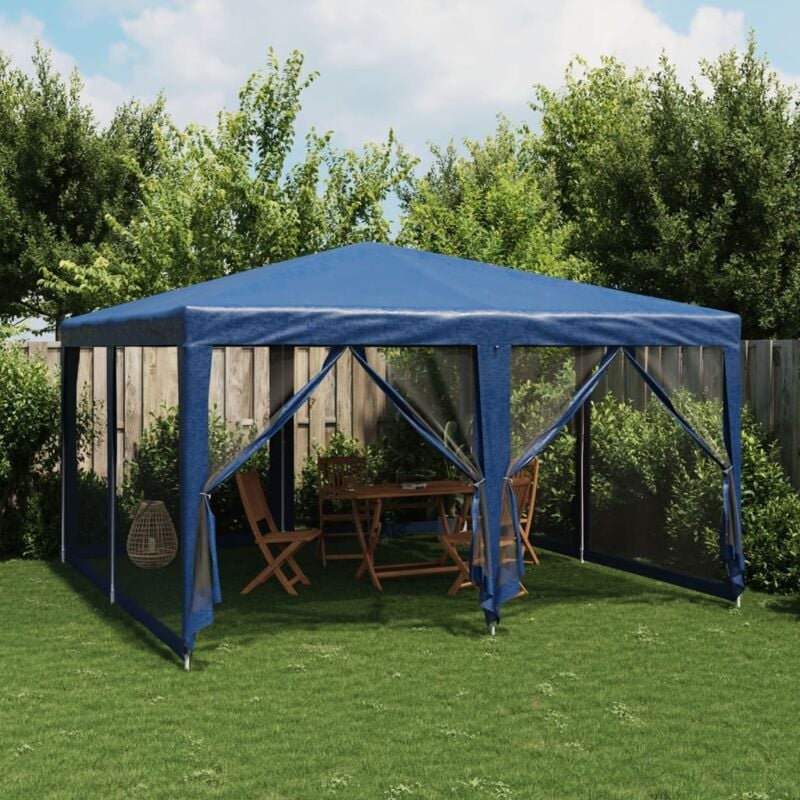 foto del prodotto tenda per feste con 8 pareti laterali in rete blu 4x4 m hdpe vidaxl