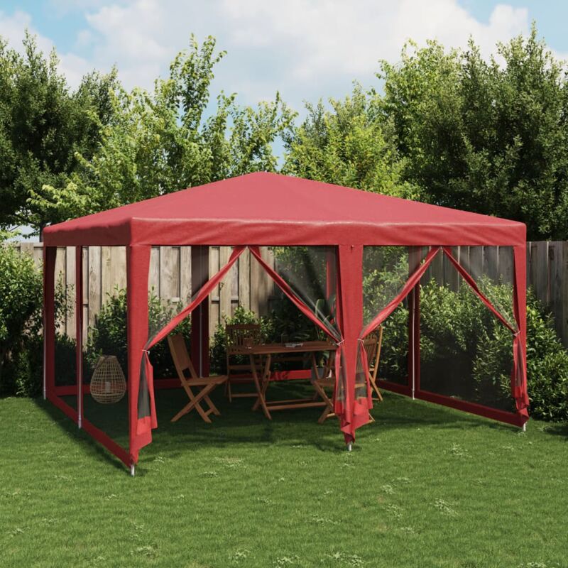 foto del prodotto tenda per feste con 8 pareti laterali in rete rossa 4x4 m hdpe vidaxl 656505