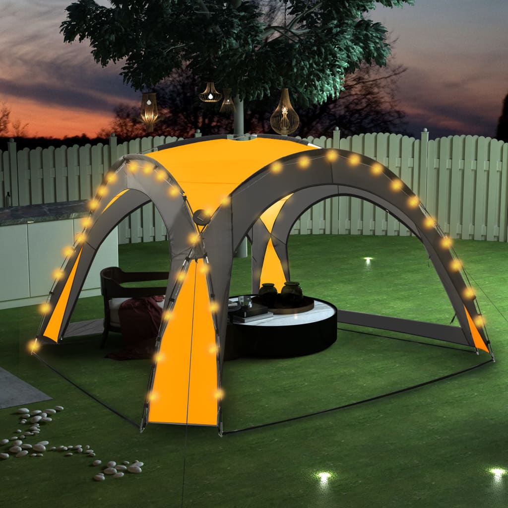 foto del prodotto tenda per feste con led e 4 pareti 3,6x3,6x2,3 m gialla