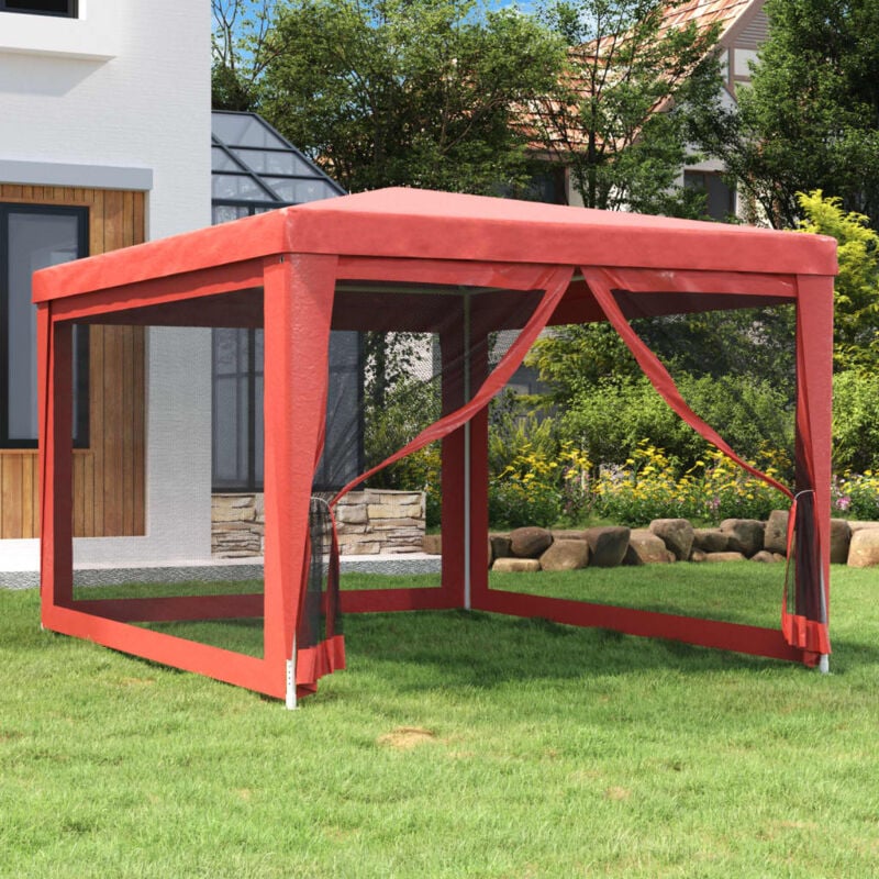 foto del prodotto tenda per feste con pareti laterali in rete rossa 3x4 m hdpe