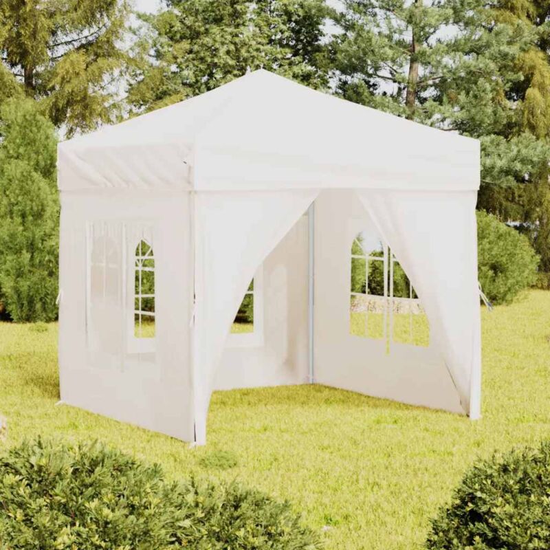 foto del prodotto tenda per feste pieghevole con pareti laterali bianco 2x2 m