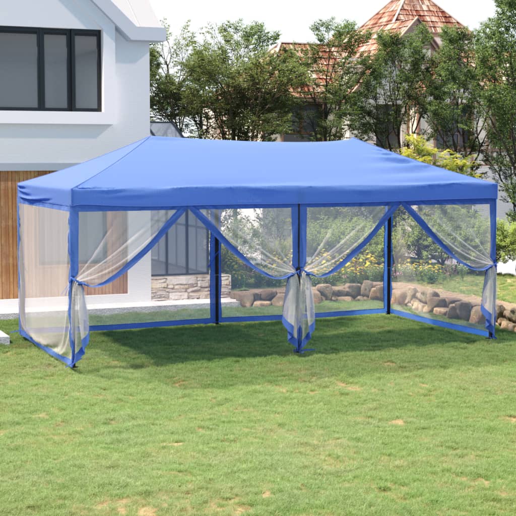 foto del prodotto tenda per feste pieghevole con pareti laterali blu 3x6 m cod mxl 65942