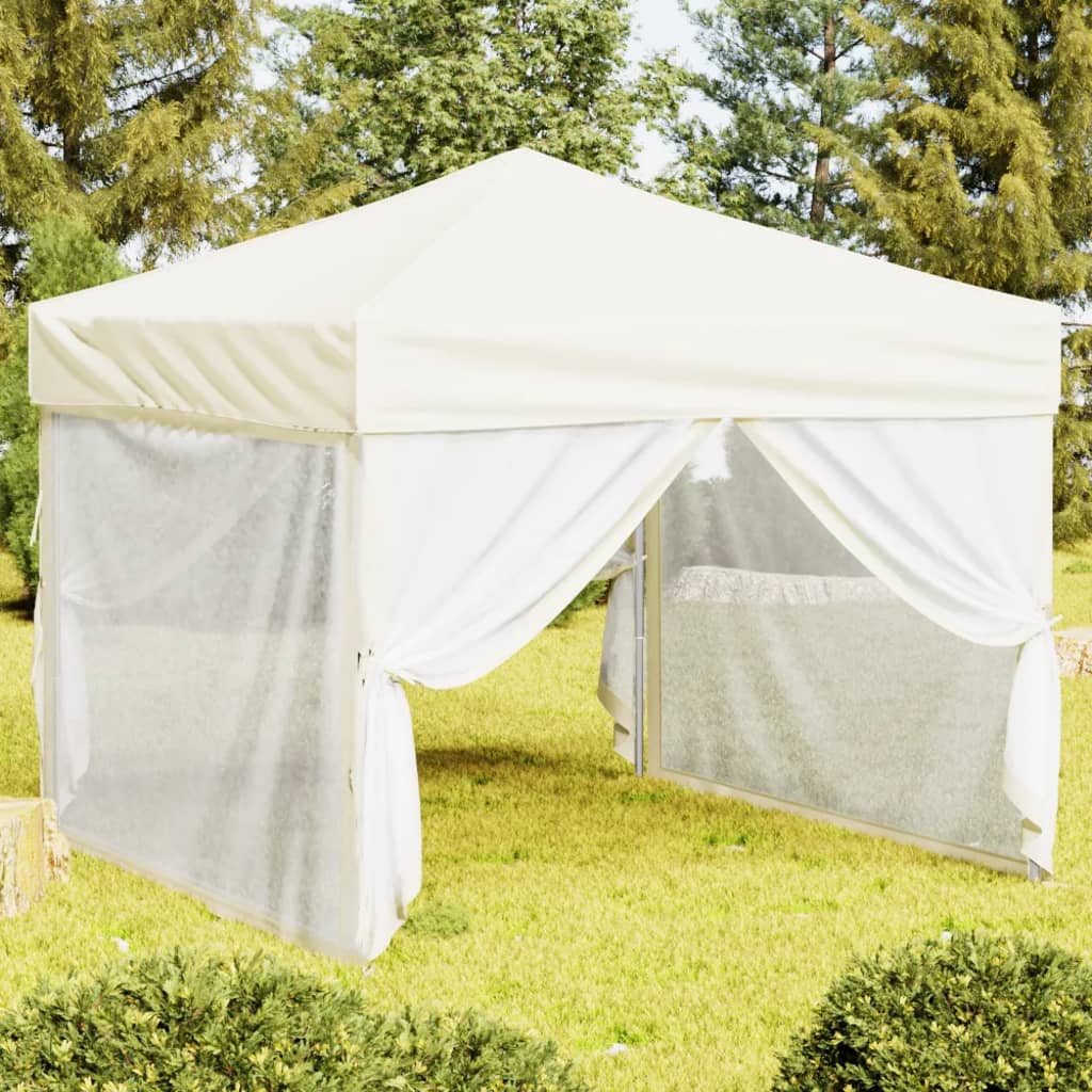 foto del prodotto tenda per feste pieghevole con pareti laterali crema 3x3 m