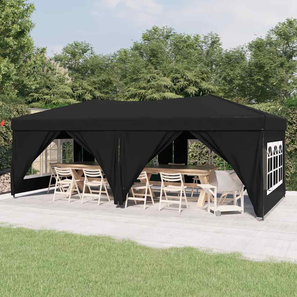 foto del prodotto tenda per feste pieghevole con pareti laterali nero 3x6 m cod mxl 66350