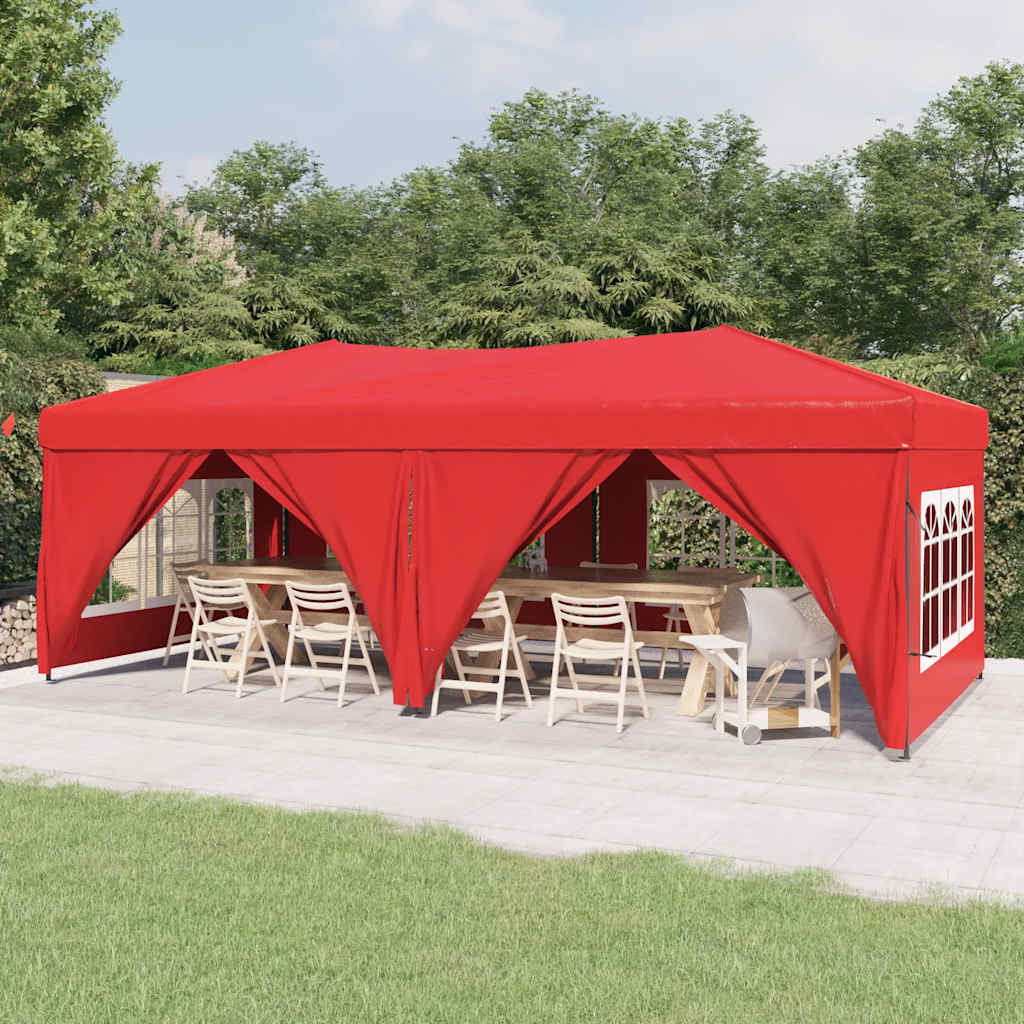 foto del prodotto tenda per feste pieghevole con pareti laterali rosso 3x6 m cod mxl 66303