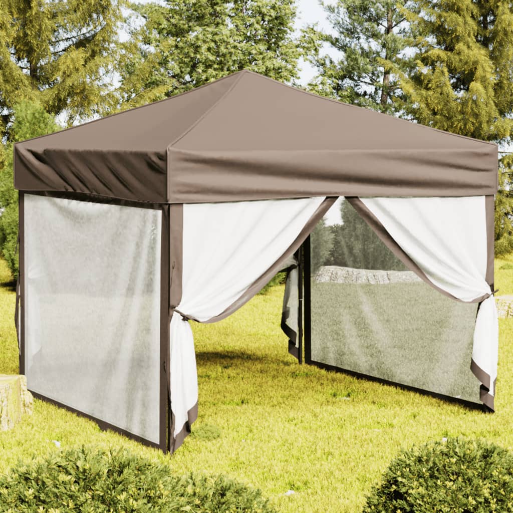 foto del prodotto tenda per feste pieghevole con pareti laterali tortora 3x3 m cod mxl 42149