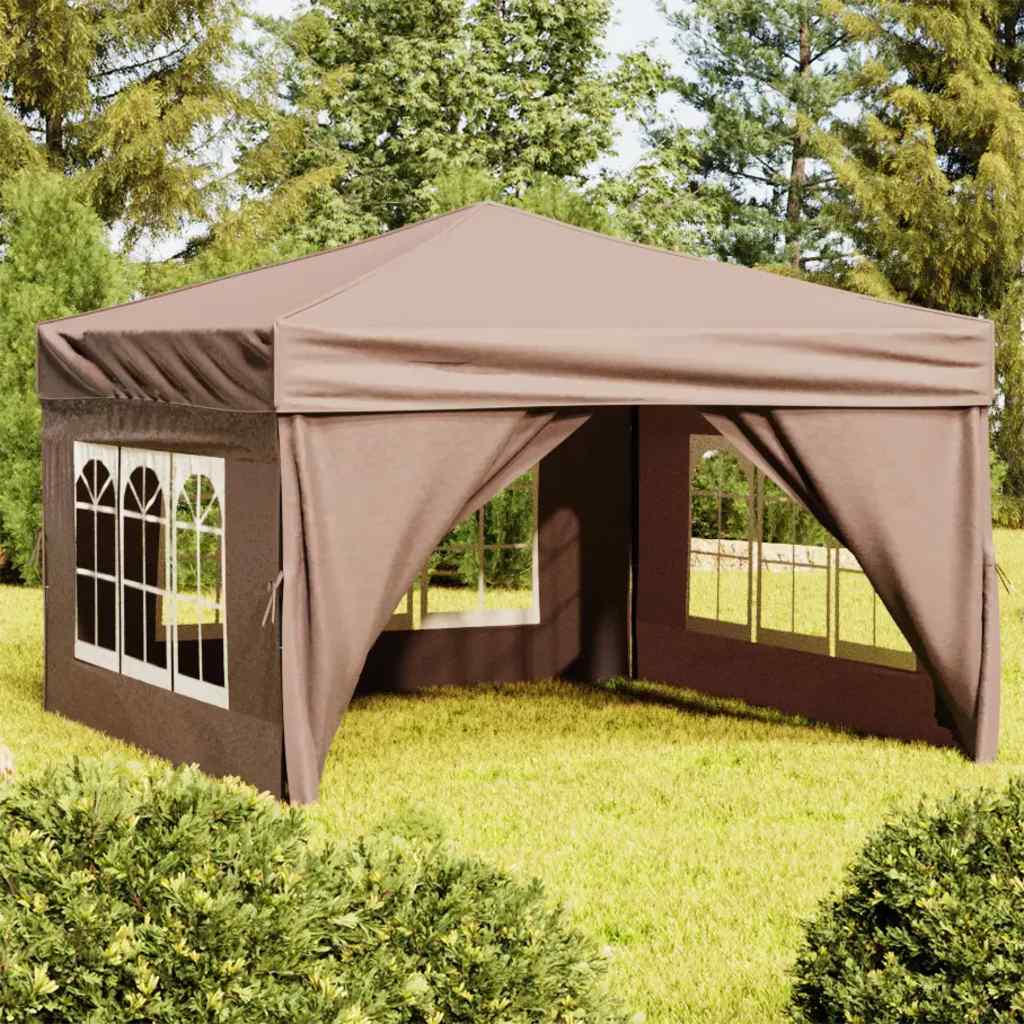 foto del prodotto tenda per feste pieghevole con pareti laterali tortora 3x3 m cod mxl 66280