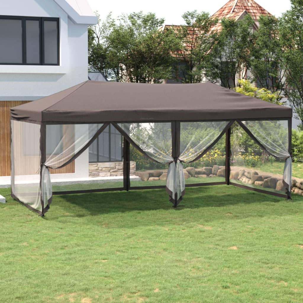 foto del prodotto tenda per feste pieghevole con pareti laterali tortora 3x6 m