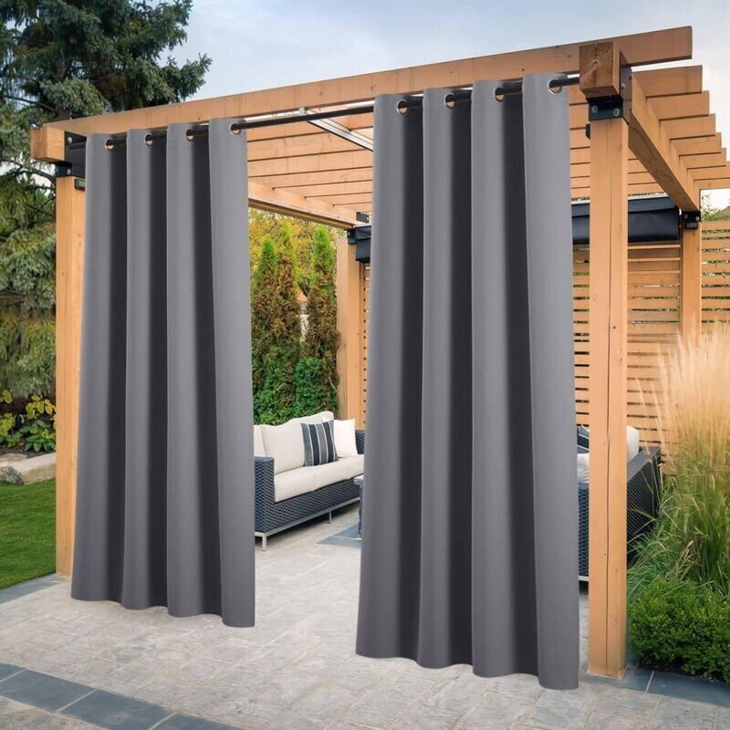 foto del prodotto tenda per pergola l 132 x h 213 cm, grigio set di 2 tende da esterno isolanti oscuranti luce bloccante impermeabile decorazione per interni esterni