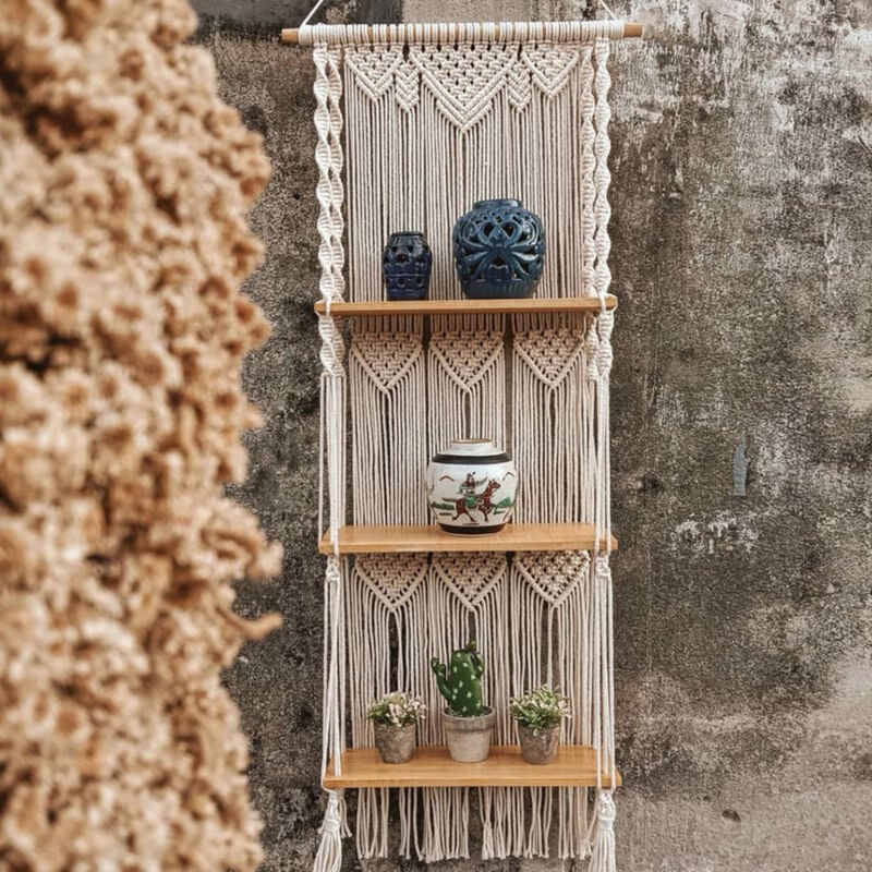 foto del prodotto tenda per porta, decorazione per vasi di fiori per la casa, mensola da parete in cotone macram fatta a mano, 44 x 140 cm