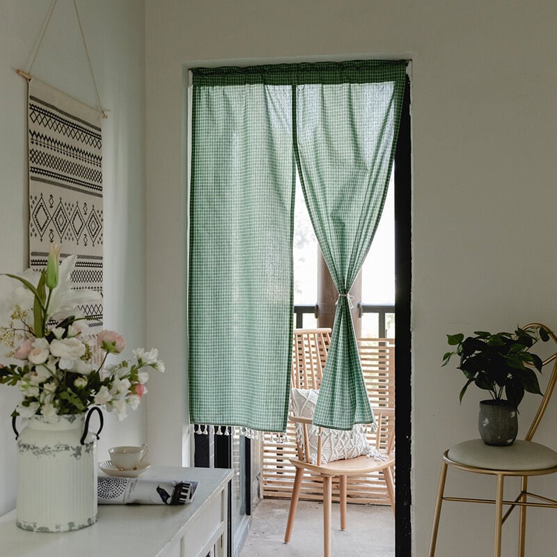 foto del prodotto tenda per porta in cotone e lino in stile giapponese, tenda divisoria senza perforazioni, tenda oscurante, 90 x 140 cm