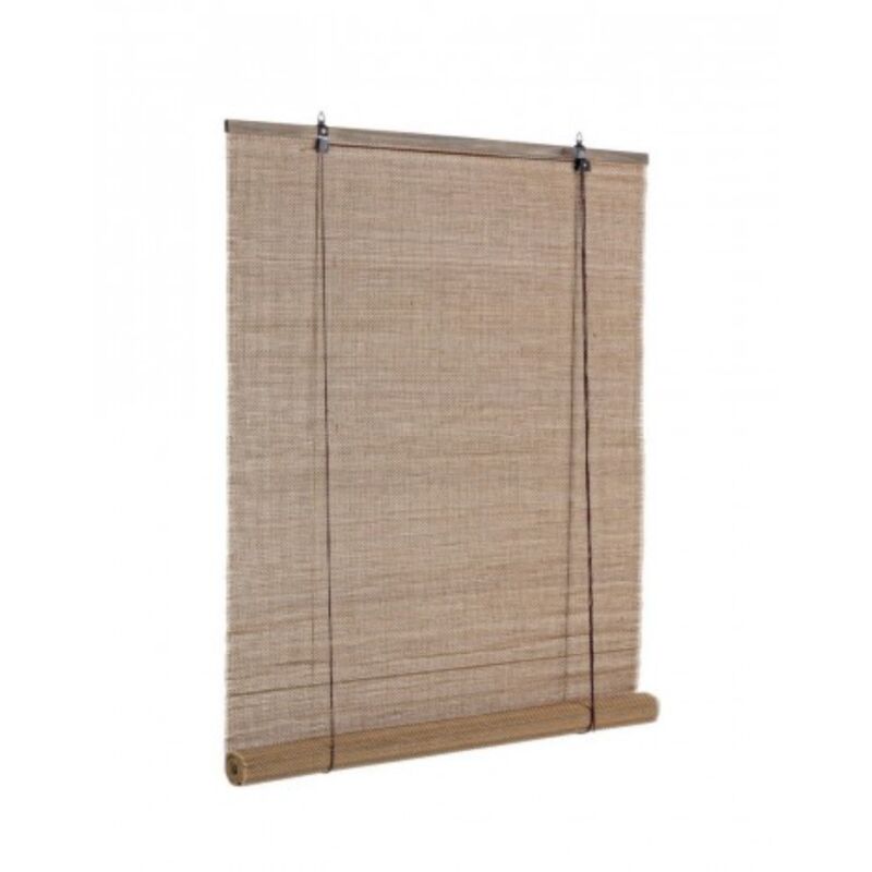 foto del prodotto tenda pia marrone in bamboo, barre in legno e filo di poliestere copertura 75 150x260h