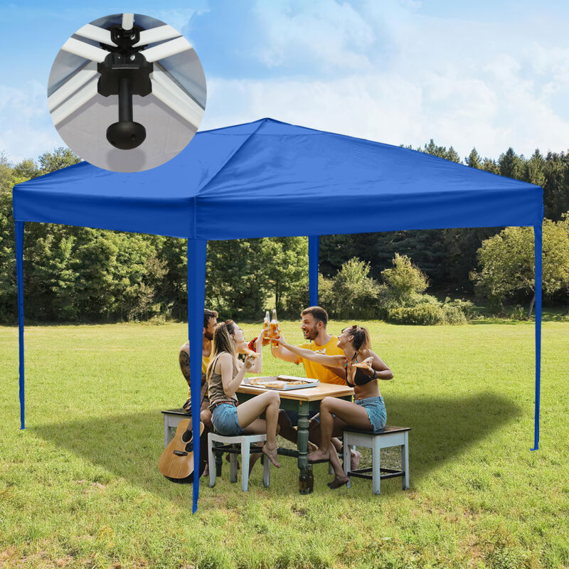foto del prodotto tenda pieghevole per feste pergolato da giardino tenda pieghevole protezione uv per esterni, campeggio senza pannelli laterali 3x3m blu swanew