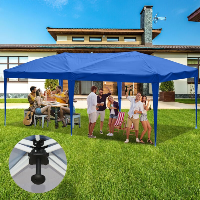 foto del prodotto tenda pieghevole per feste pergolato da giardino tenda pieghevole protezione uv per esterni, campeggio senza pannelli laterali 3x6m blu swanew