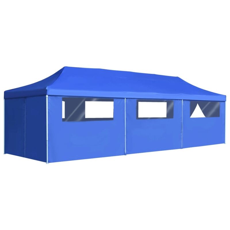 foto del prodotto tenda pieghevole pop-up con 8 pareti laterali 3x9 m blu