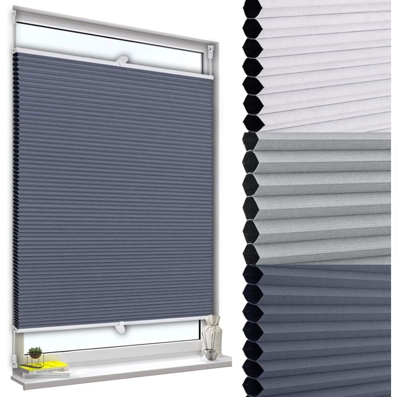 foto del prodotto tenda plissettata a nido d ape tende avvolgibili oscurante al per finestra blu bianco 60x120 cm woltu