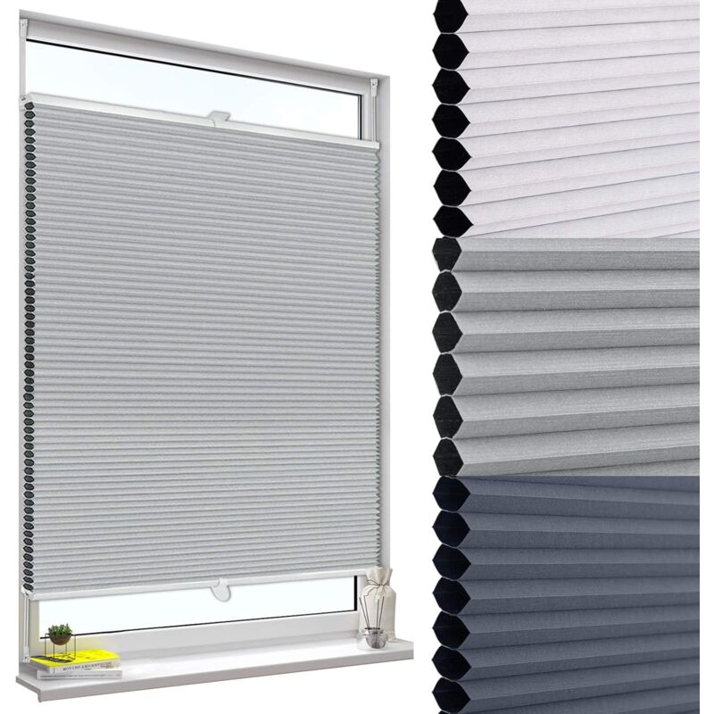 foto del prodotto tenda plissettata a nido d ape tende avvolgibili oscurante al per finestra grigio bianco 60x120 cm woltu