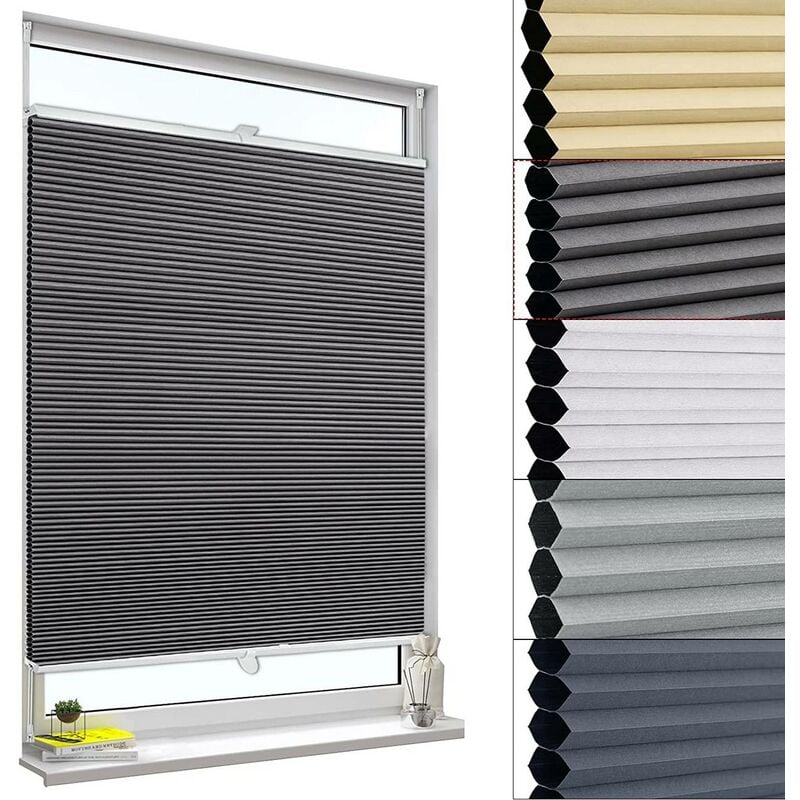 foto del prodotto tenda plissettata a nido d ape tende avvolgibili oscurante al per finestra grigio scuro 70x120 cm woltu
