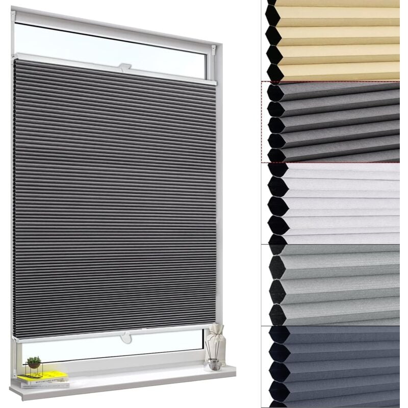 foto del prodotto tenda plissettata a nido d ape tende avvolgibili oscurante al per finestra grigio scuro bianco 85x130 cm woltu