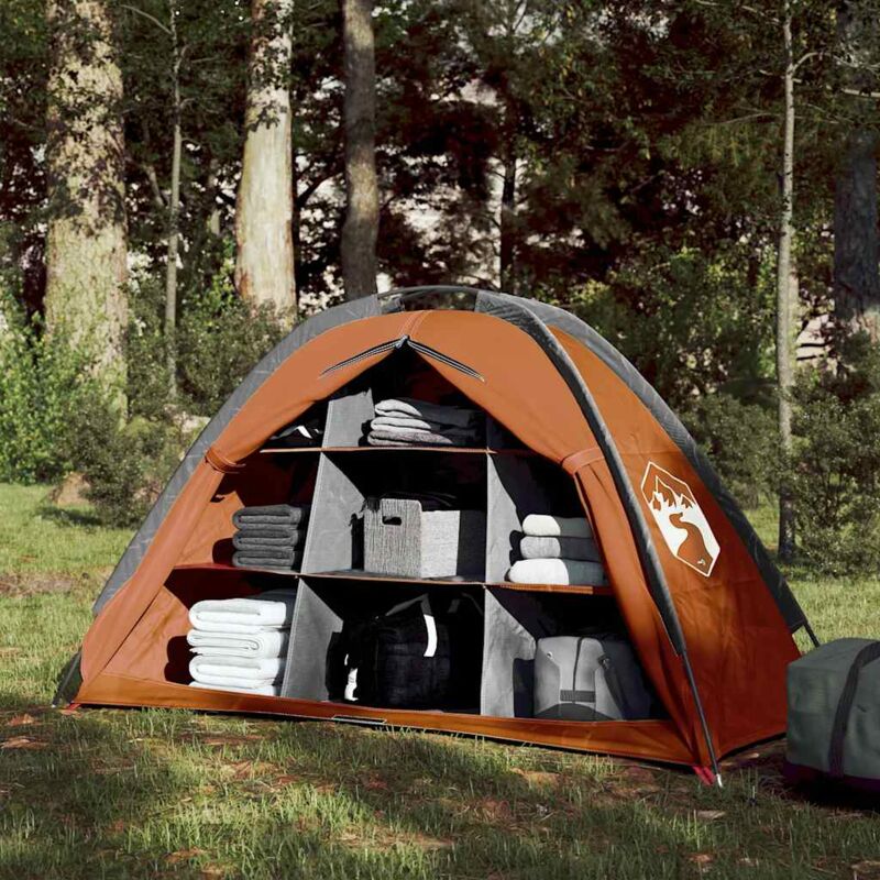 foto del prodotto tenda portaoggetti 9 scomparti grigio e arancione impermeabile vidaxl