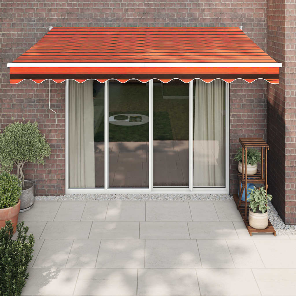 foto del prodotto tenda retrattile arancione e marrone 3x2,5m tessuto e alluminio