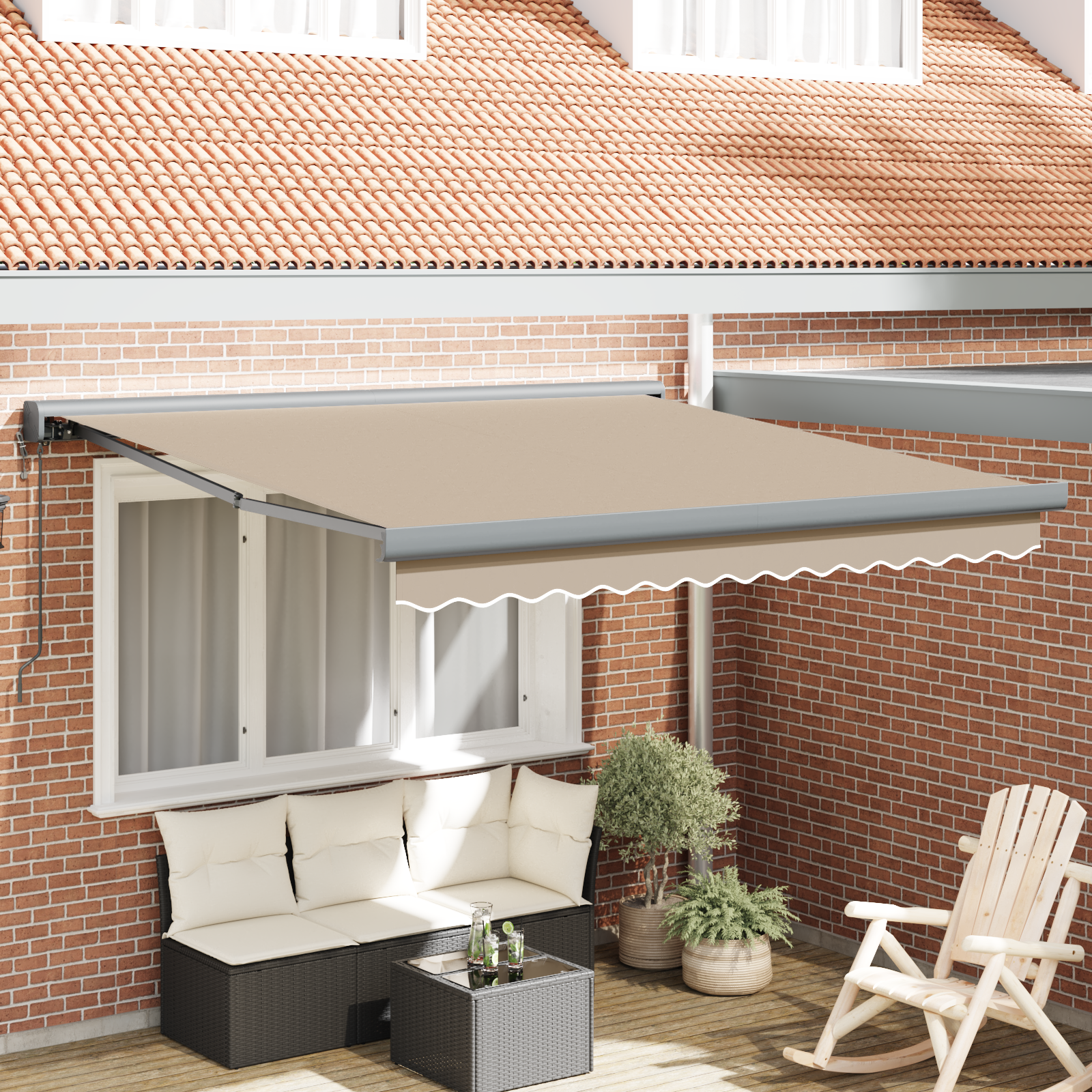 foto del prodotto tenda retrattile automatica beige 300x250 cm