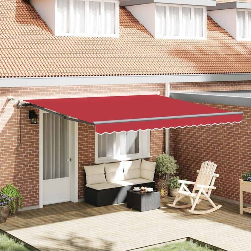 foto del prodotto tenda retrattile automatica con led, rossa 400x350 cm vidaxl