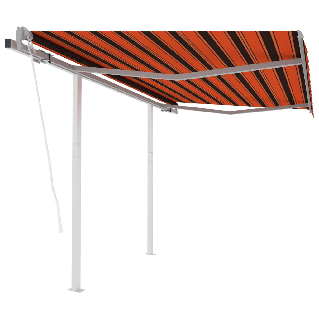 foto del prodotto tenda retrattile automatica con pali 3,5x2,5m arancio e marrone cod mxl 43742