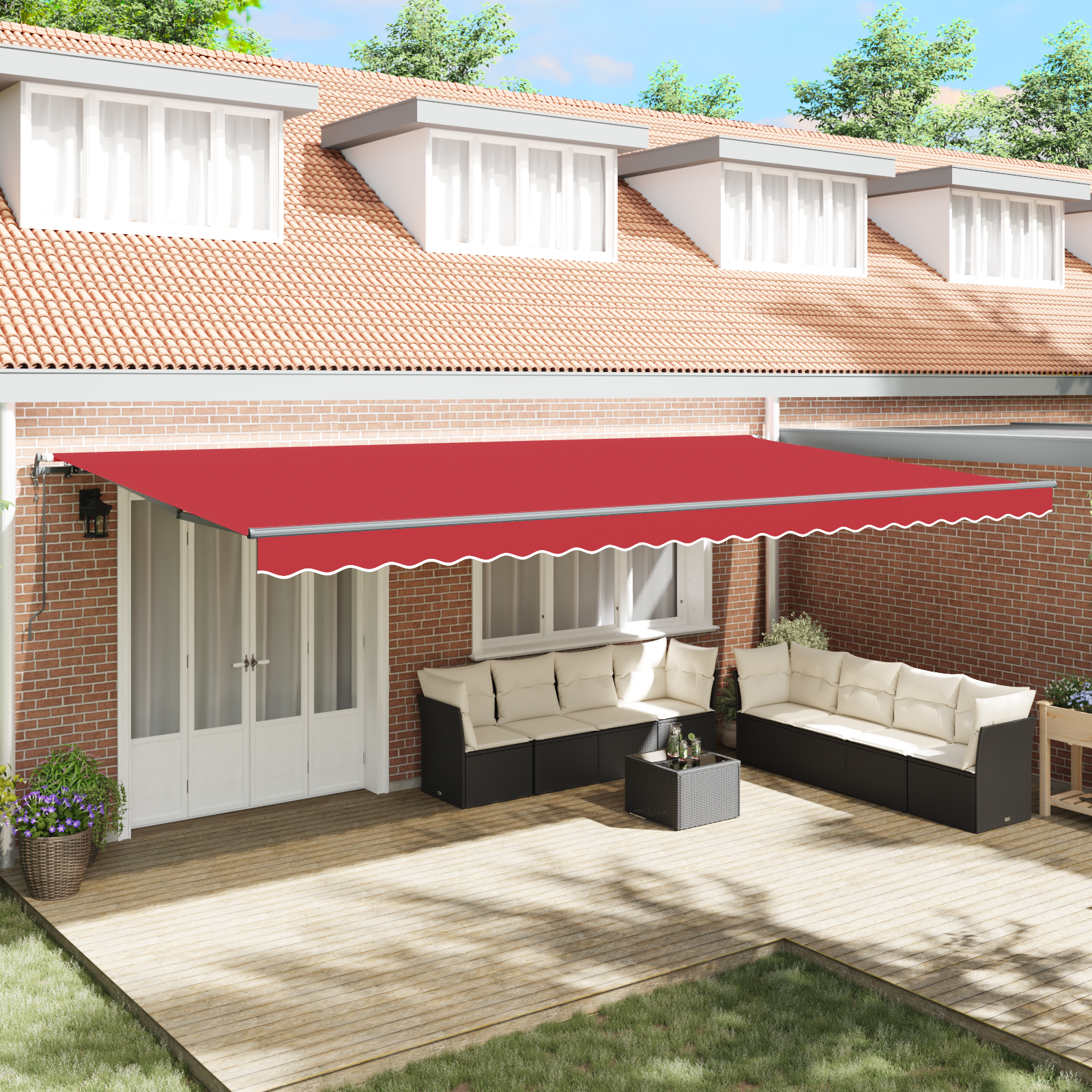 foto del prodotto tenda retrattile automatica rossa 600x350 cm