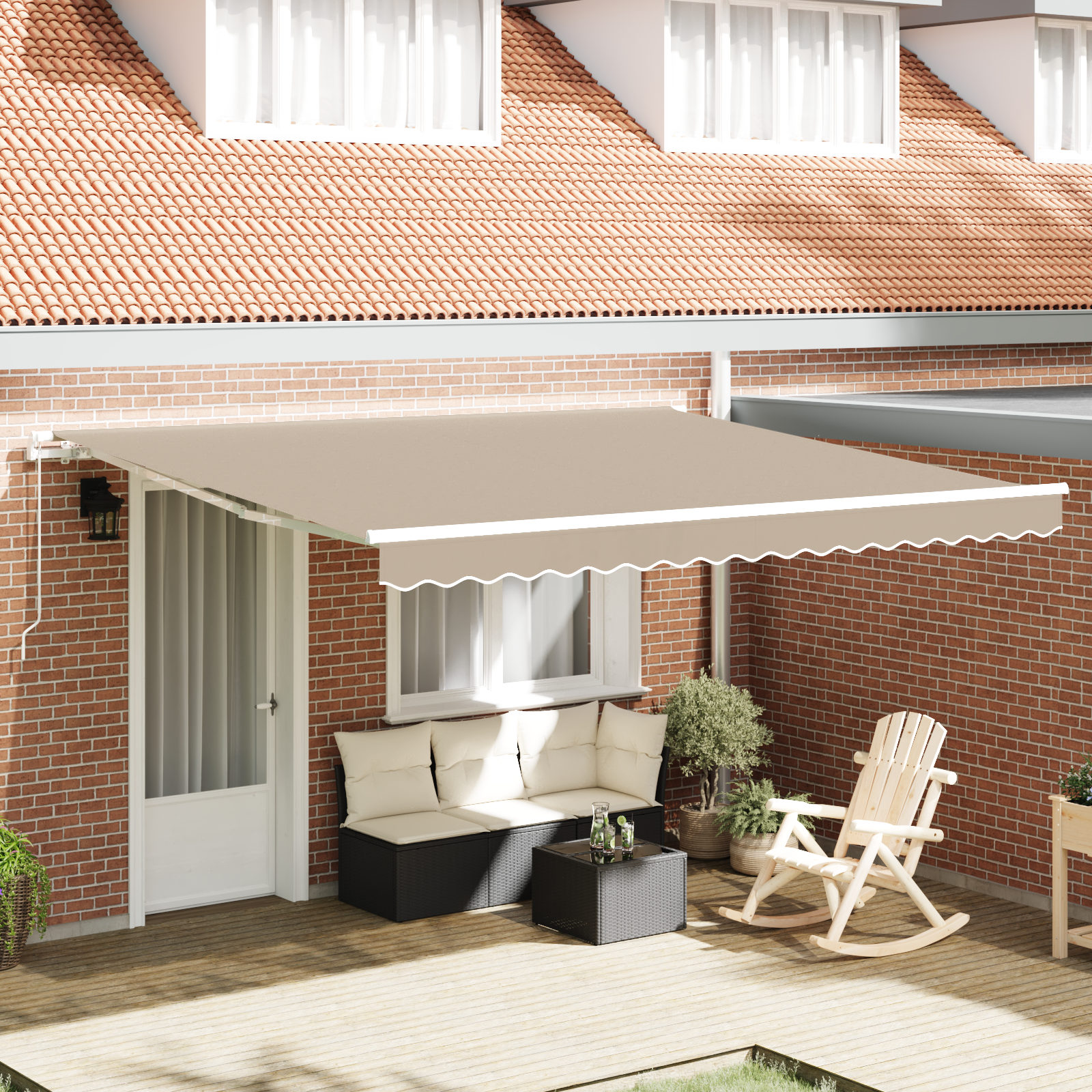 foto del prodotto tenda retrattile manuale beige 400x300 cm