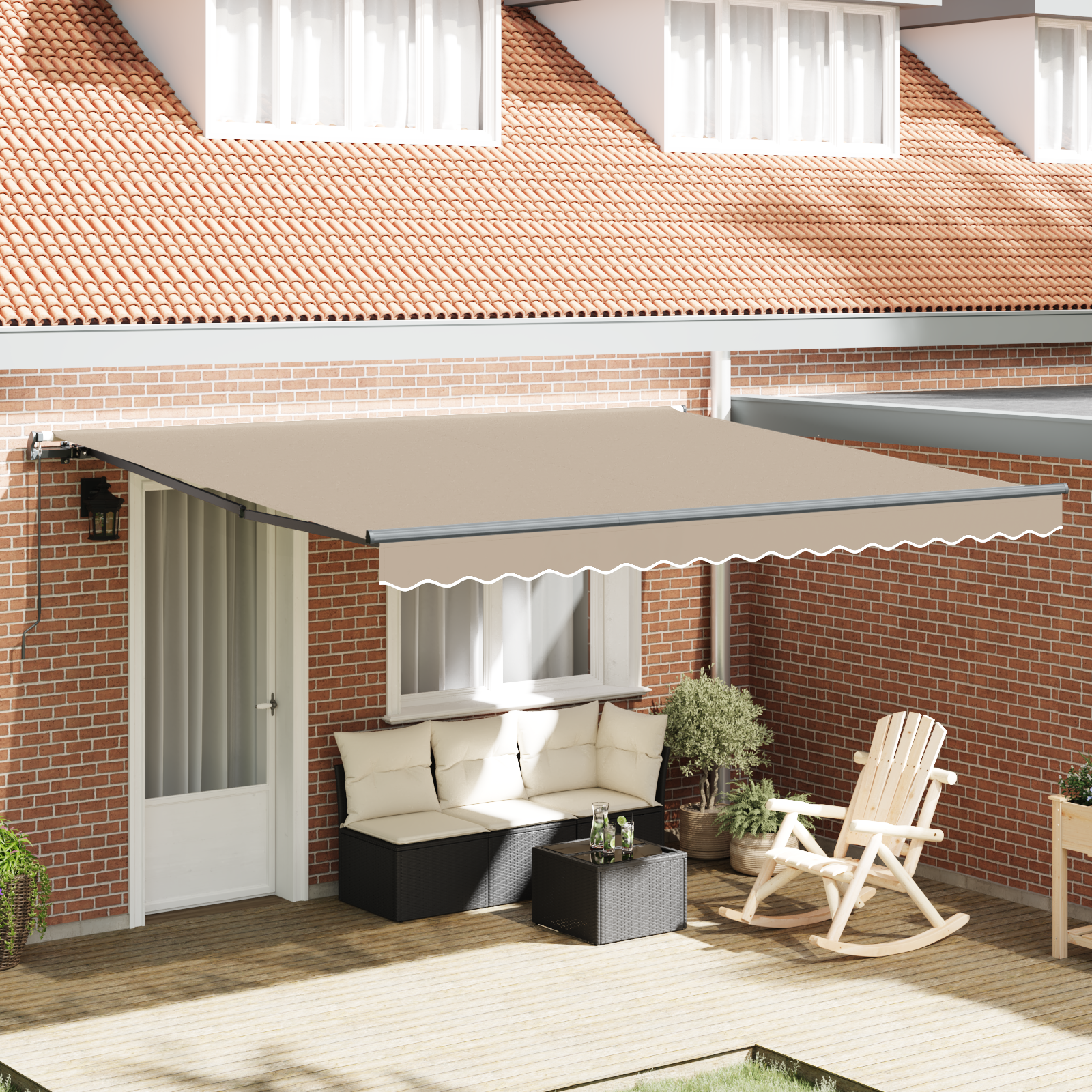 foto del prodotto tenda retrattile manuale beige 400x300 cm