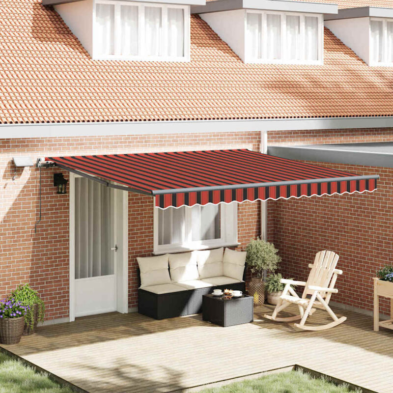 foto del prodotto tenda retrattile manuale con led arancione e marrone 400x300 cm vidaxl