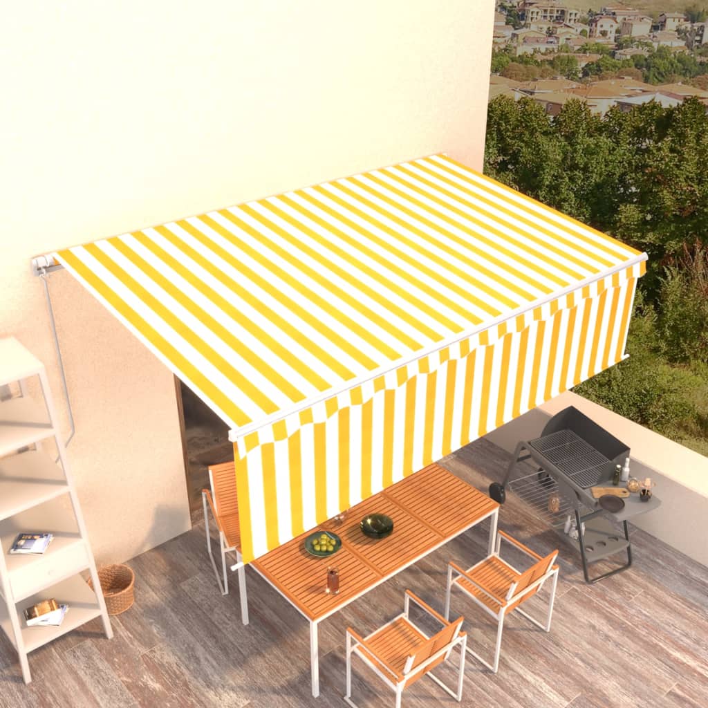 foto del prodotto tenda retrattile manuale con parasole 5x3m gialla bianca cod mxl 56850