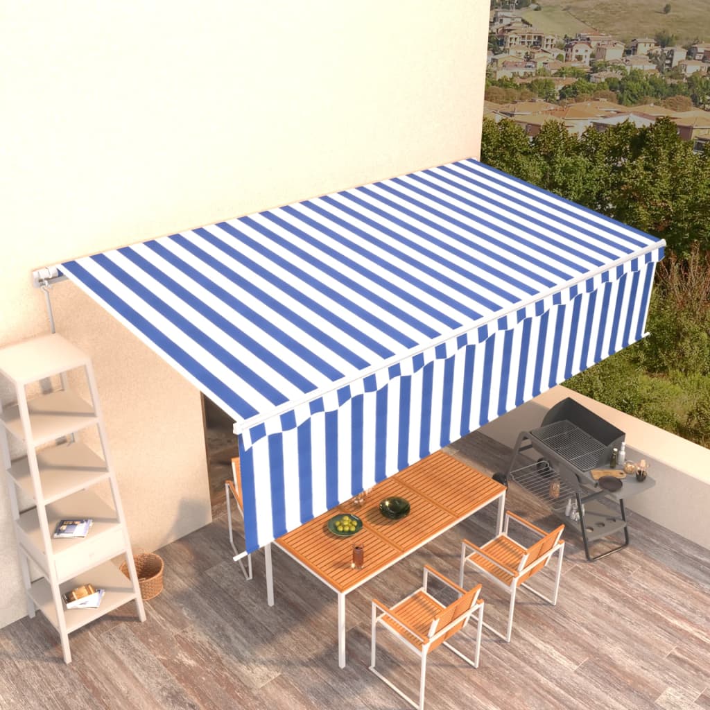 foto del prodotto tenda retrattile manuale con parasole 6x3 m blu e bianca cod mxl 43873