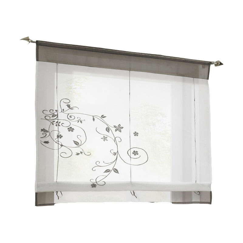 foto del prodotto tenda romantica 80x120cm con linguetta superiore per cucina e balcone grigio 